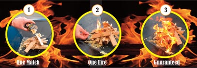 Three fires with steps: 1 match, 1 fire, guaranteed Three fires with steps: 1 match, 1 fire, guaranteed