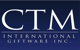 CTM International Giftware Logo, letters CTM in white on purplish background