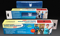 ForceField Universal Protective Headband in blue, showing product and packaging